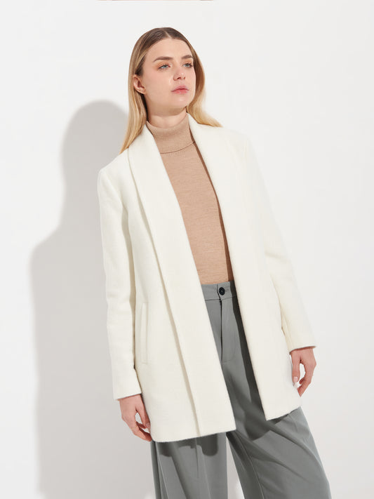Short Swing Coat Baby Alpaca Color Ecru