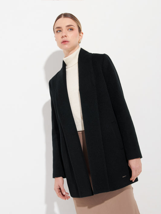 Short Swing Coat Baby Alpaca Color Black