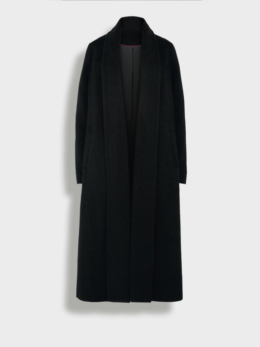 Long Swing Coat Baby Alpaca Color Black