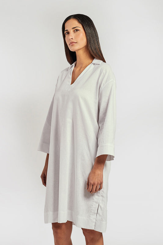 Vietnam Dress Linen Color White