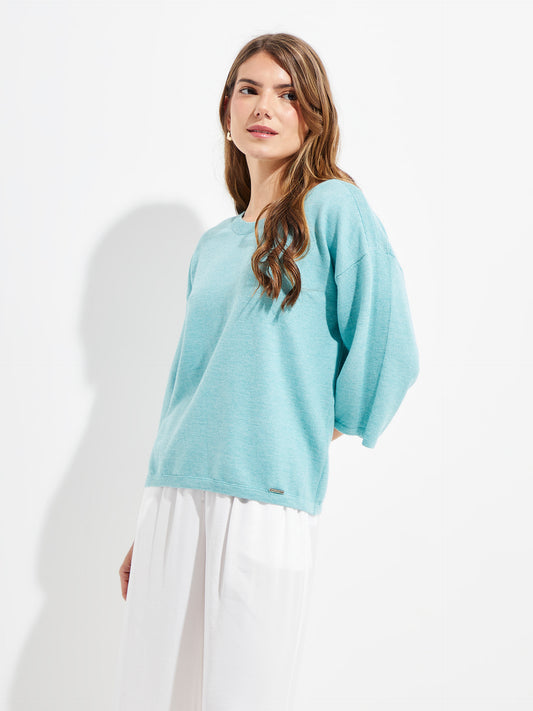 Yolene Sweater Cotton Color Turquoise