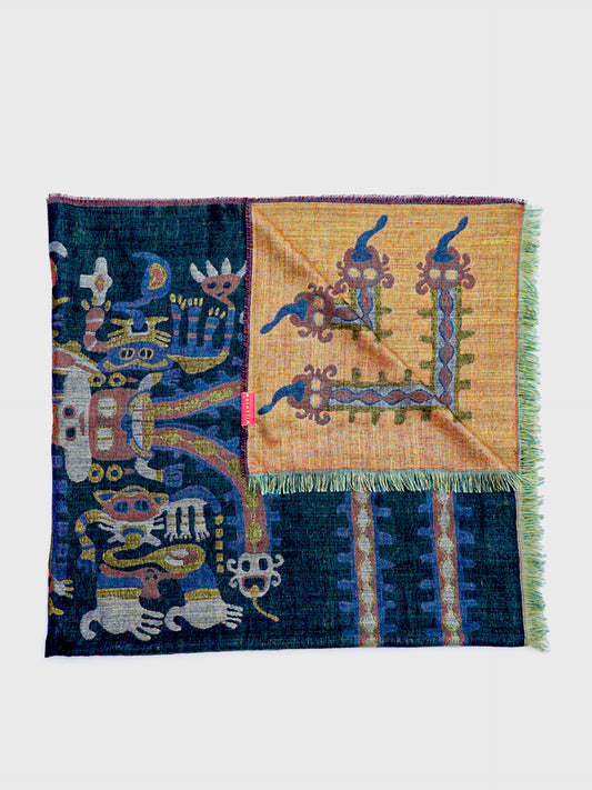 Nazca - 34 Mantón Royal Alpaca y Seda Color Petróleo