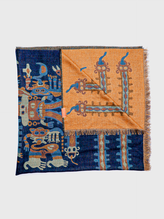 Nazca - 34 Chal Royal Alpaca &amp; Seda Color Azul