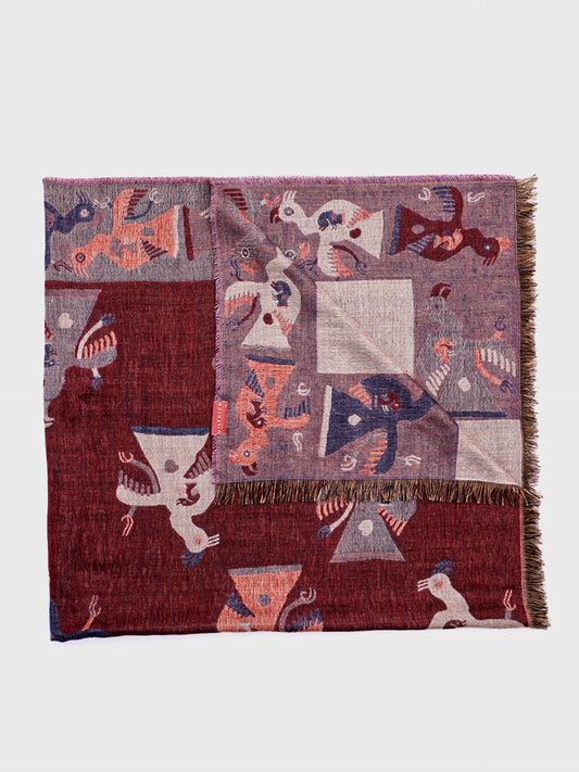 Nazca - 37 Chal Royal Alpaca &amp; Seda Color Rojo