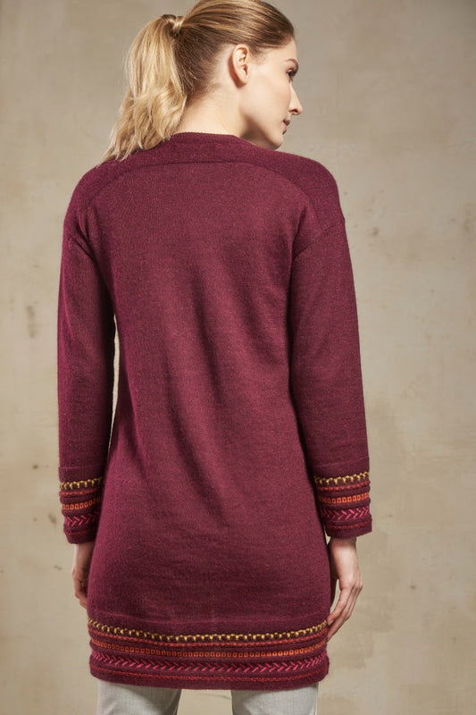 Sabancaya Cardigan Baby Alpaca Color Burgundy