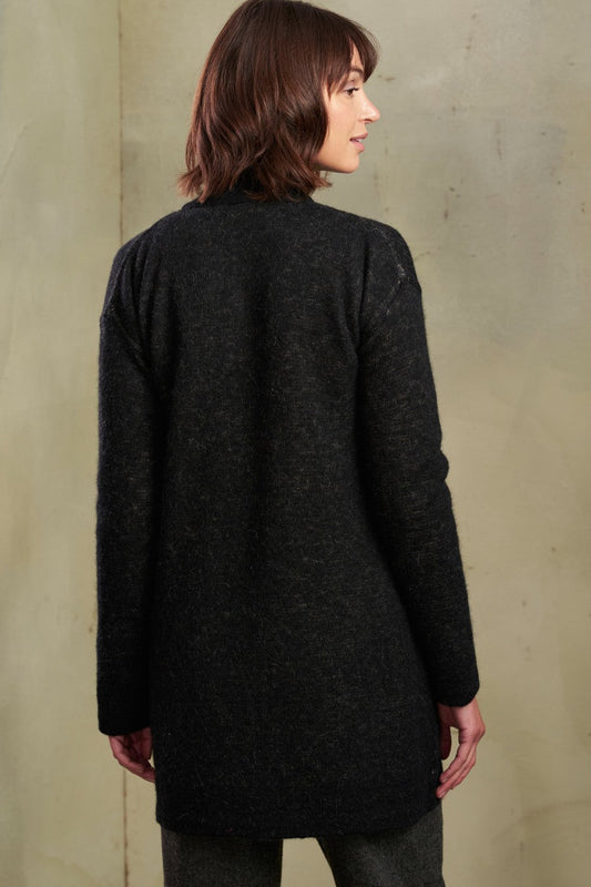 Reina Cardigan Baby Alpaca Color Black & Sabbia