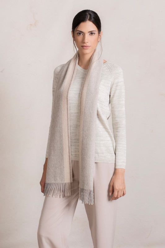 Bufanda Trasera Baby Alpaca Color Gris Claro