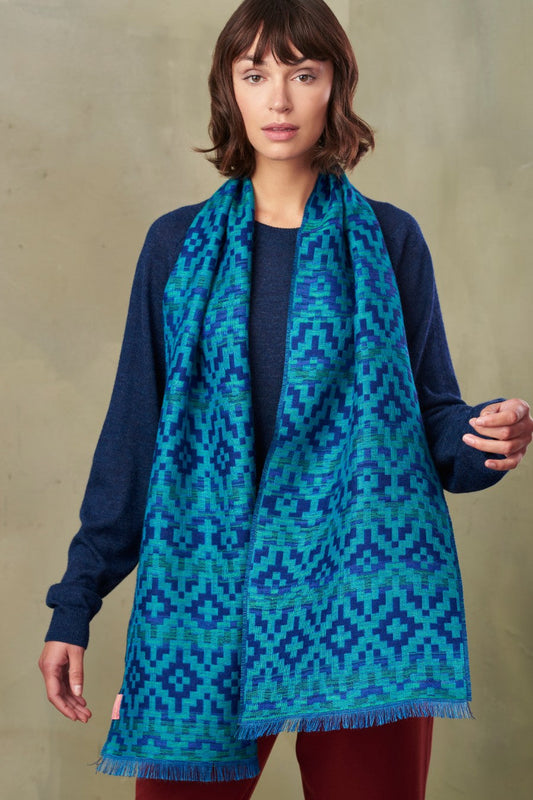 Tassir Scarf Baby Alpaca Color Blue