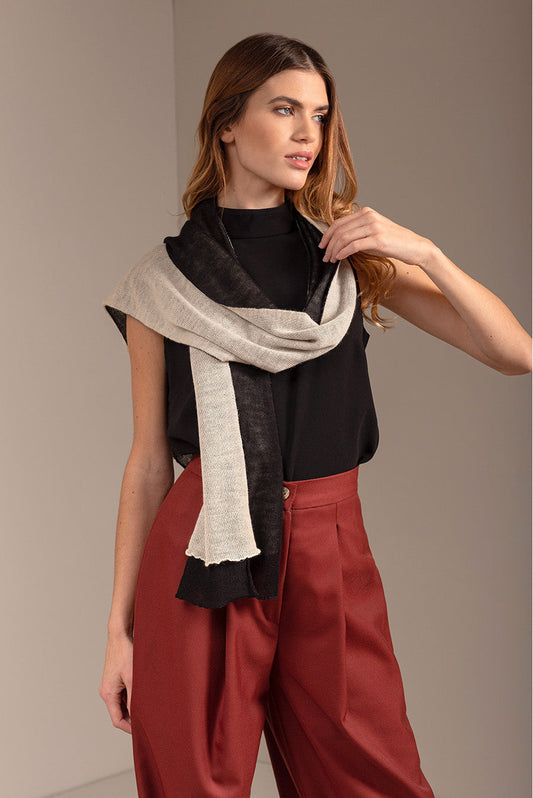 Bufanda Brandy Alpaca 16 Colores Negro y Crudo