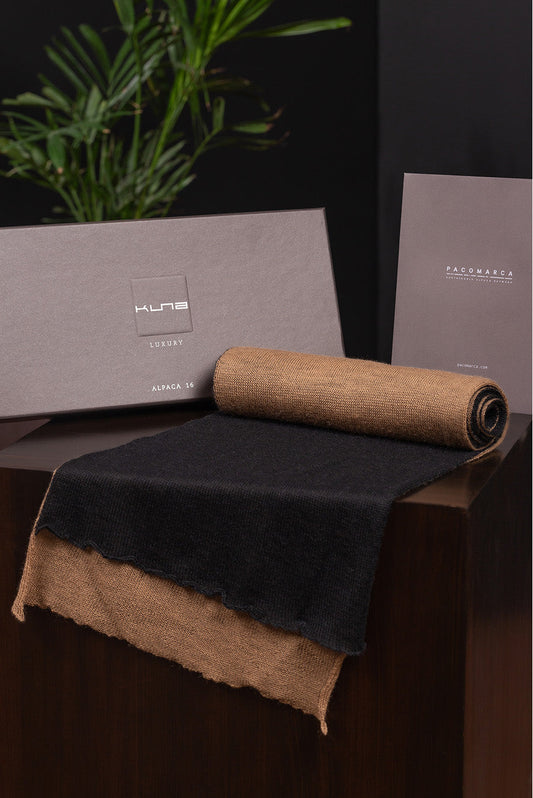 Bufanda Brandy Alpaca 16 Colores Camel y Negro