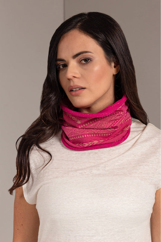 Unfreeze Scarf Cotton Color Fucsia & Beige