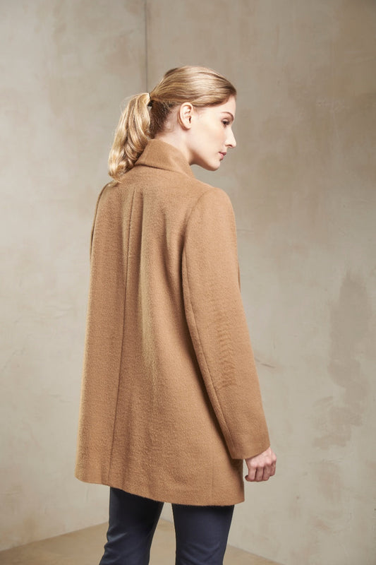 Abrigo Corto Swing Baby Alpaca Color Camel