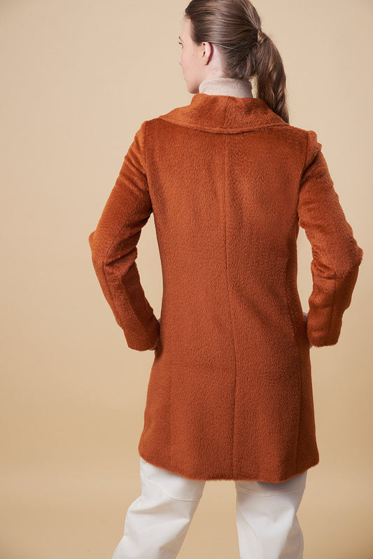 Uriah Coat Baby Alpaca Suri Color Naranja