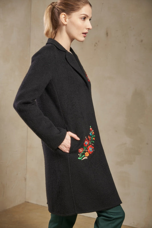 Selina Coat Baby Alpaca & Wool Color Black