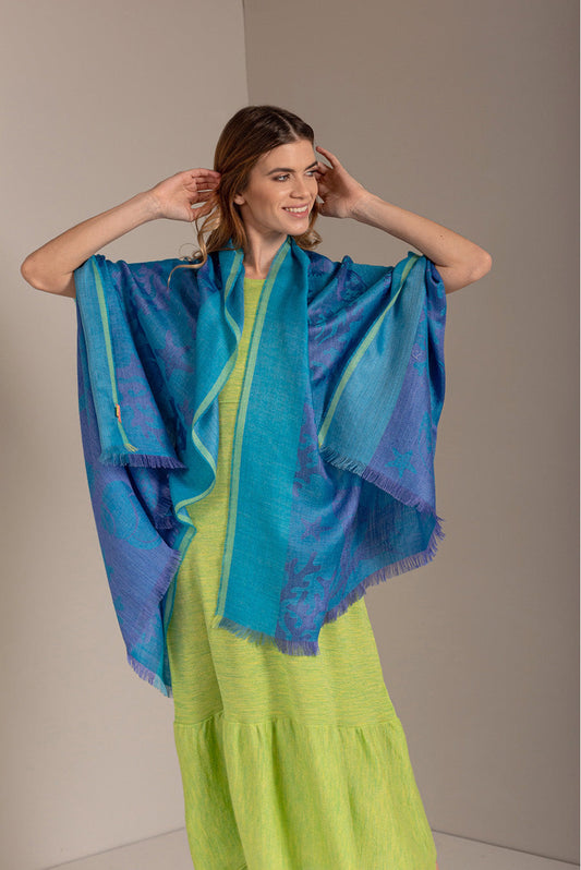 Ulister Shawl Baby Alpaca Color Turquesa