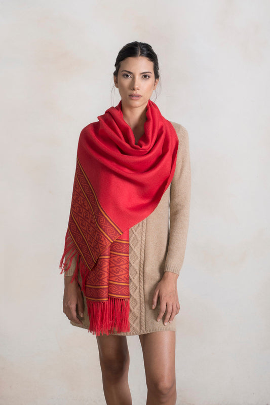 Chancay - 11 Shawl Baby Alpaca Color Red