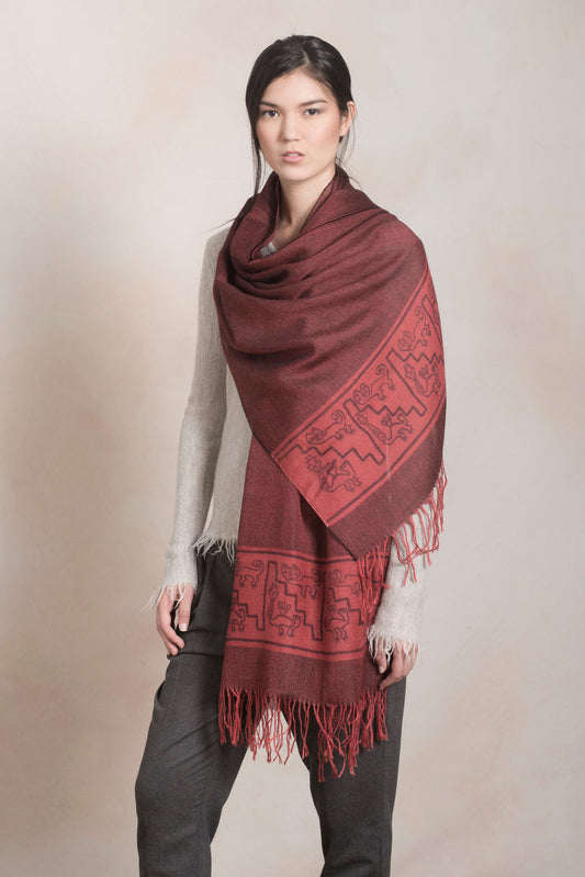 Chancay - 12 Shawl Baby Alpaca Color Red