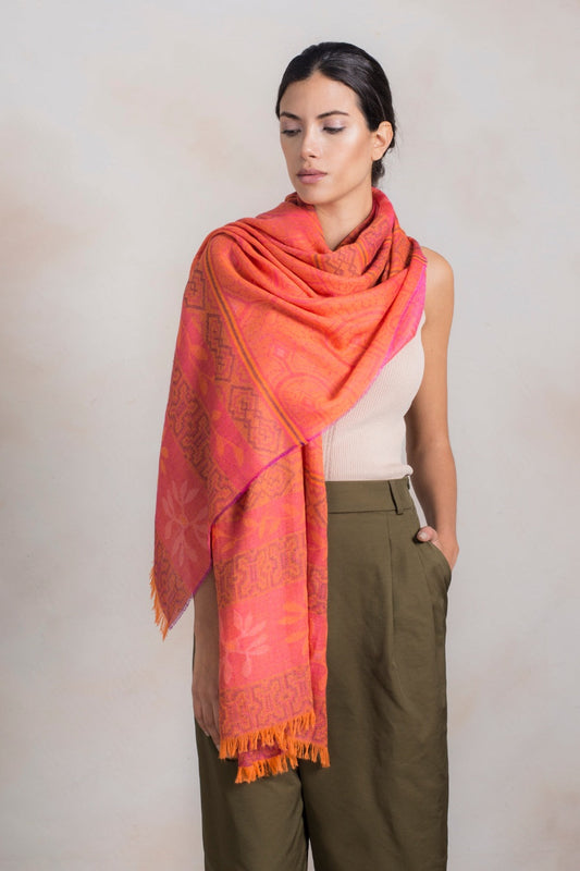 Ratik Shawl Baby Alpaca Color Naranja