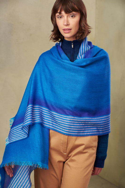 Tornado - B Shawl Baby Alpaca Color Blue