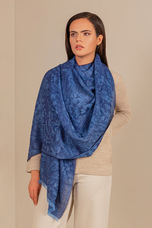 Shadi Shawl Baby Alpaca Color Blue