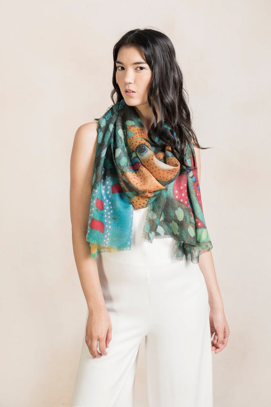 Totem Shawl Baby Alpaca Color Verde