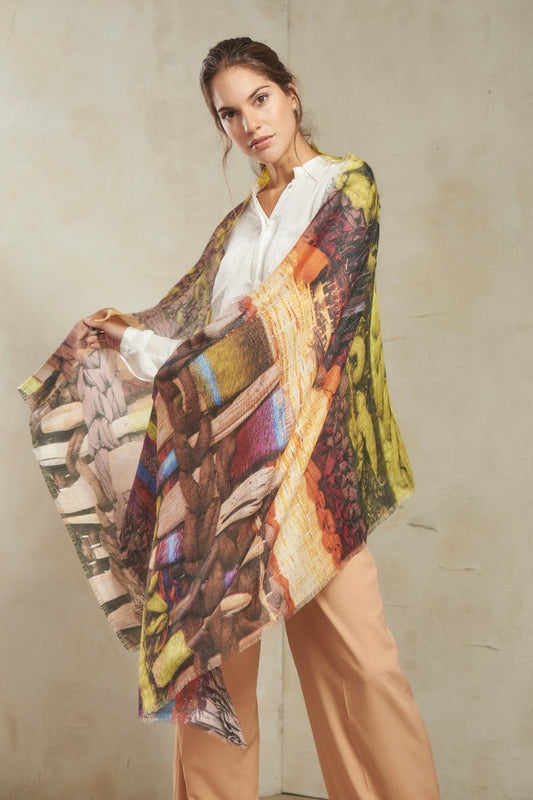 Verde Borde Shawl Baby Alpaca Color Multicolor