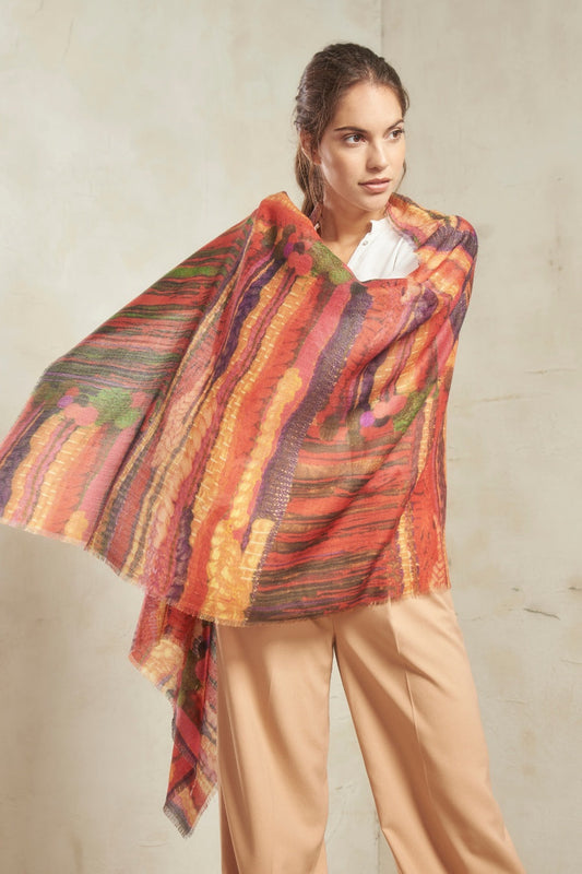 Urquipa Red Ii Shawl Baby Alpaca Color Multicolor