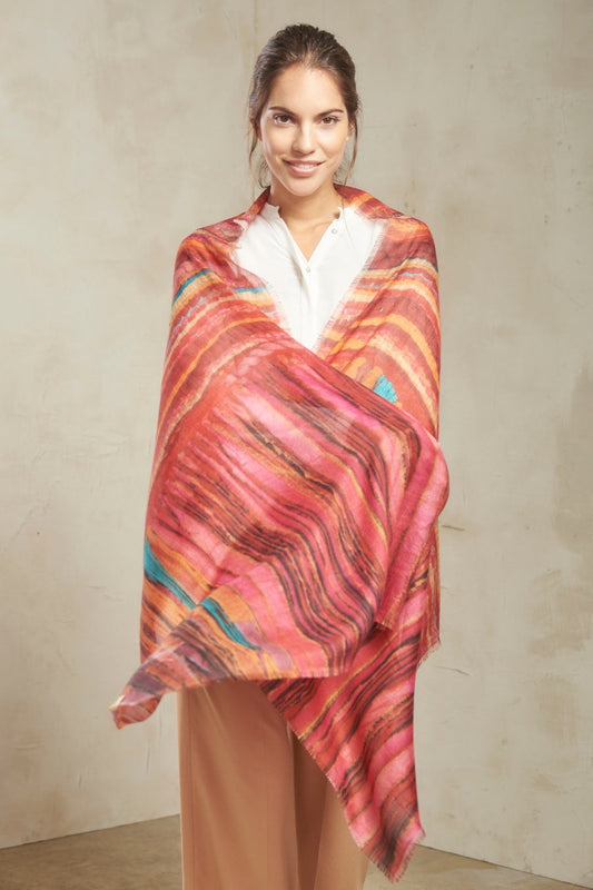 Urquipa Red I Shawl Baby Alpaca Color Multicolor