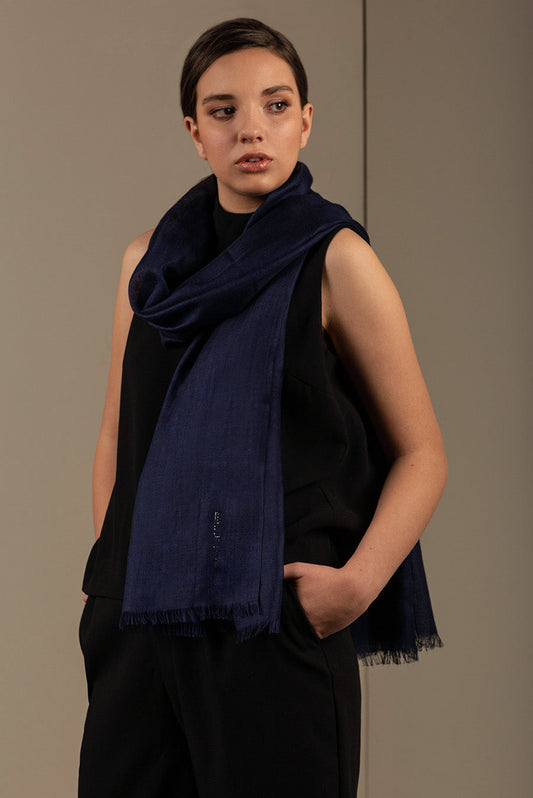 Bari Shawl Royal Alpaca & Silk Color Navy