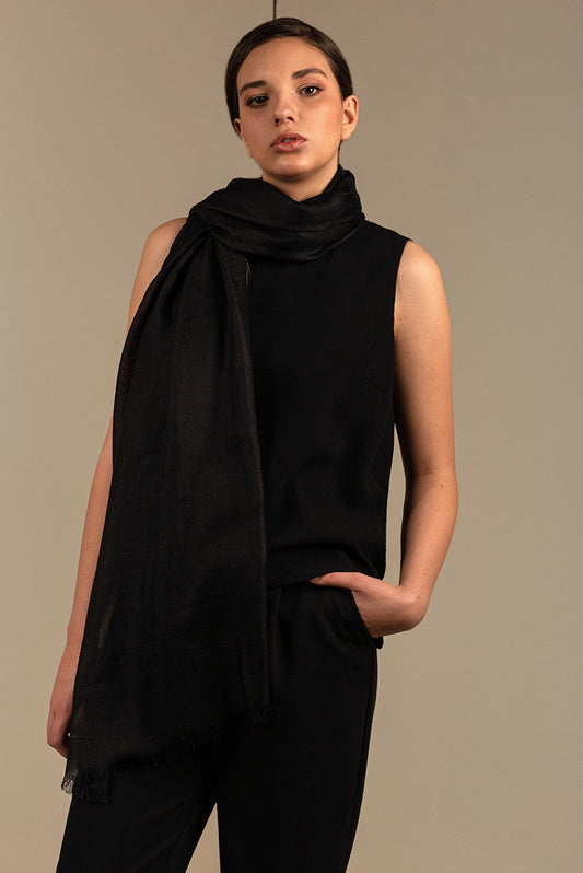 Bari Shawl Royal Alpaca & Silk Color Black