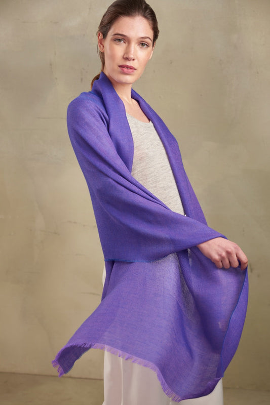 Tempera Shawl Baby Alpaca Color Blueinen