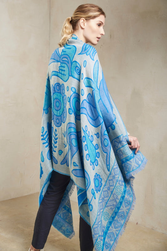 Satinka Shawl Baby Alpaca Color Blue