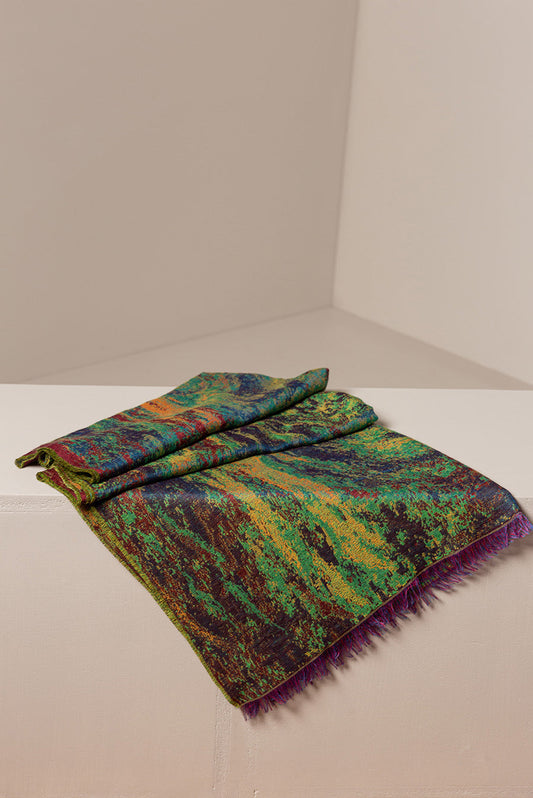 Mantón Cañon Cristales Royal Alpaca y Seda Color Verde