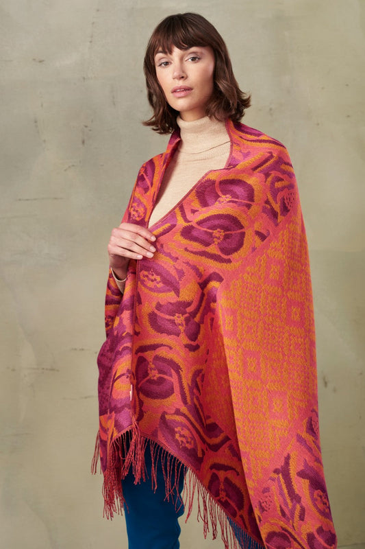 Teal Shawl Baby Alpaca Color Guinda