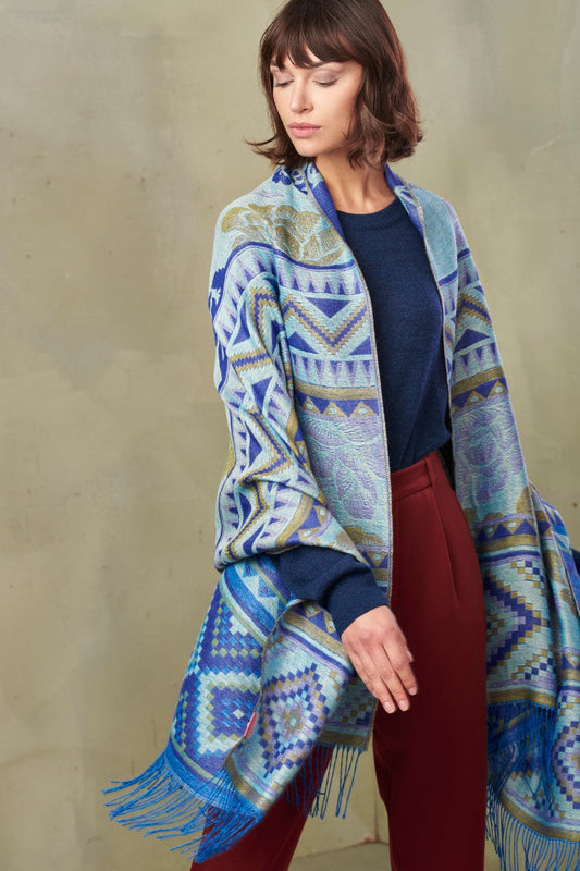 Telise Shawl Baby Alpaca Color Blue