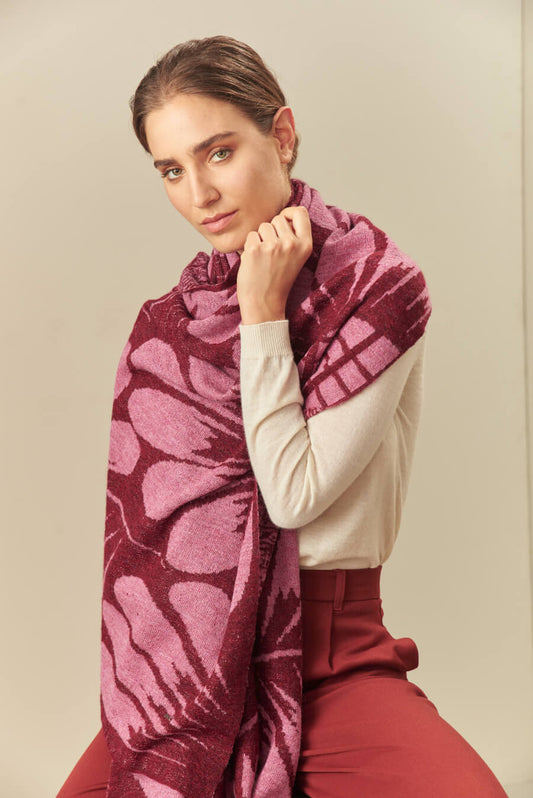 Uambo Shawl Baby Alpaca Color China & Damask