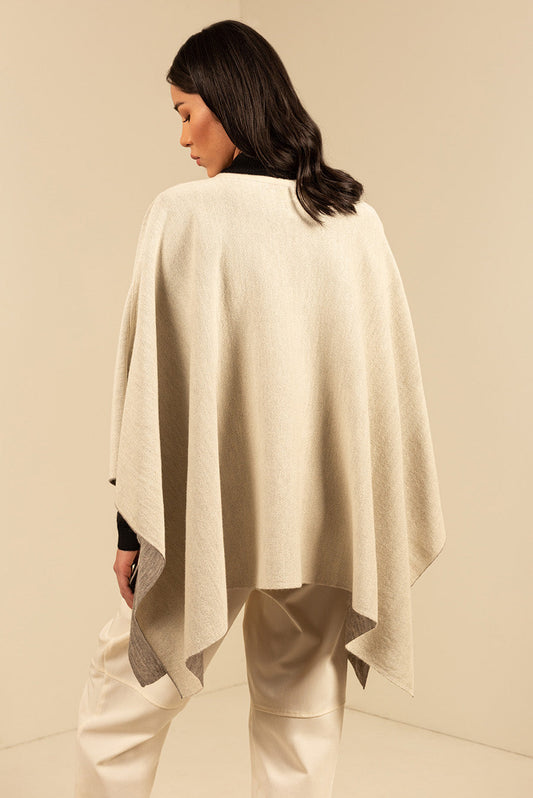 Uccello Poncho Baby Alpaca Color Griggio&Ecru