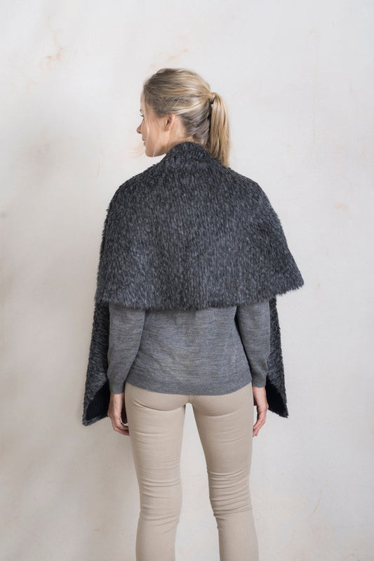 Rebecca Cape Alpaca Suri Color Grey