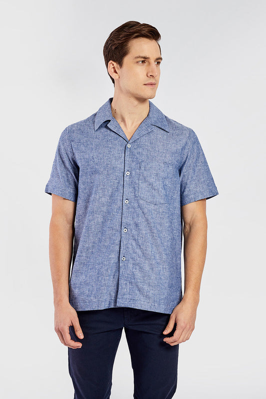 Vasco Shirt Cotton & Linen Color Denim