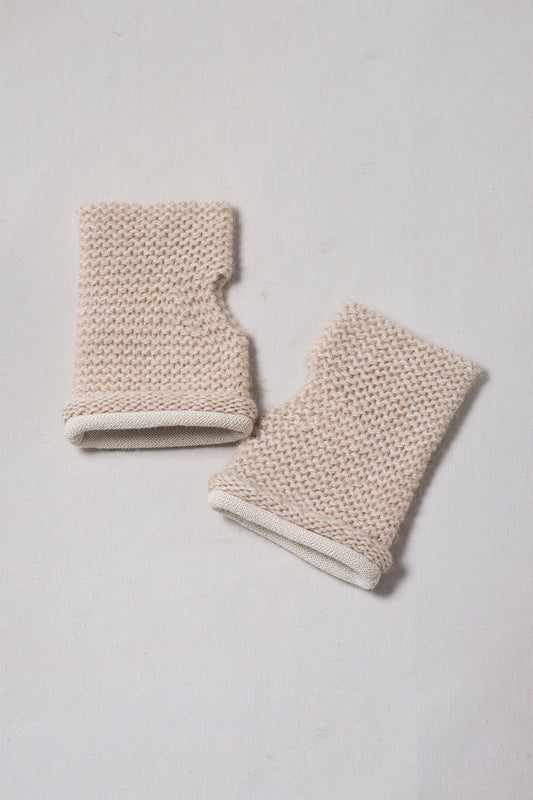 Romina Gloves Baby Alpaca Color Mastic&Ecru